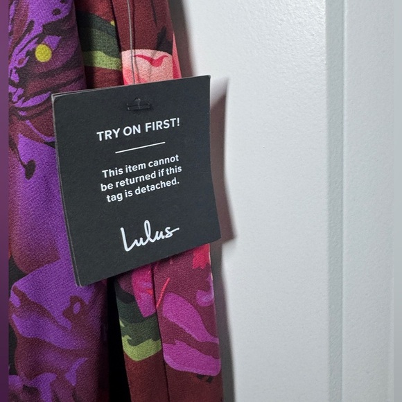 Lulus Burgundy Multi Floral Strapless Tulip Midi Dress - Picture 9 of 16